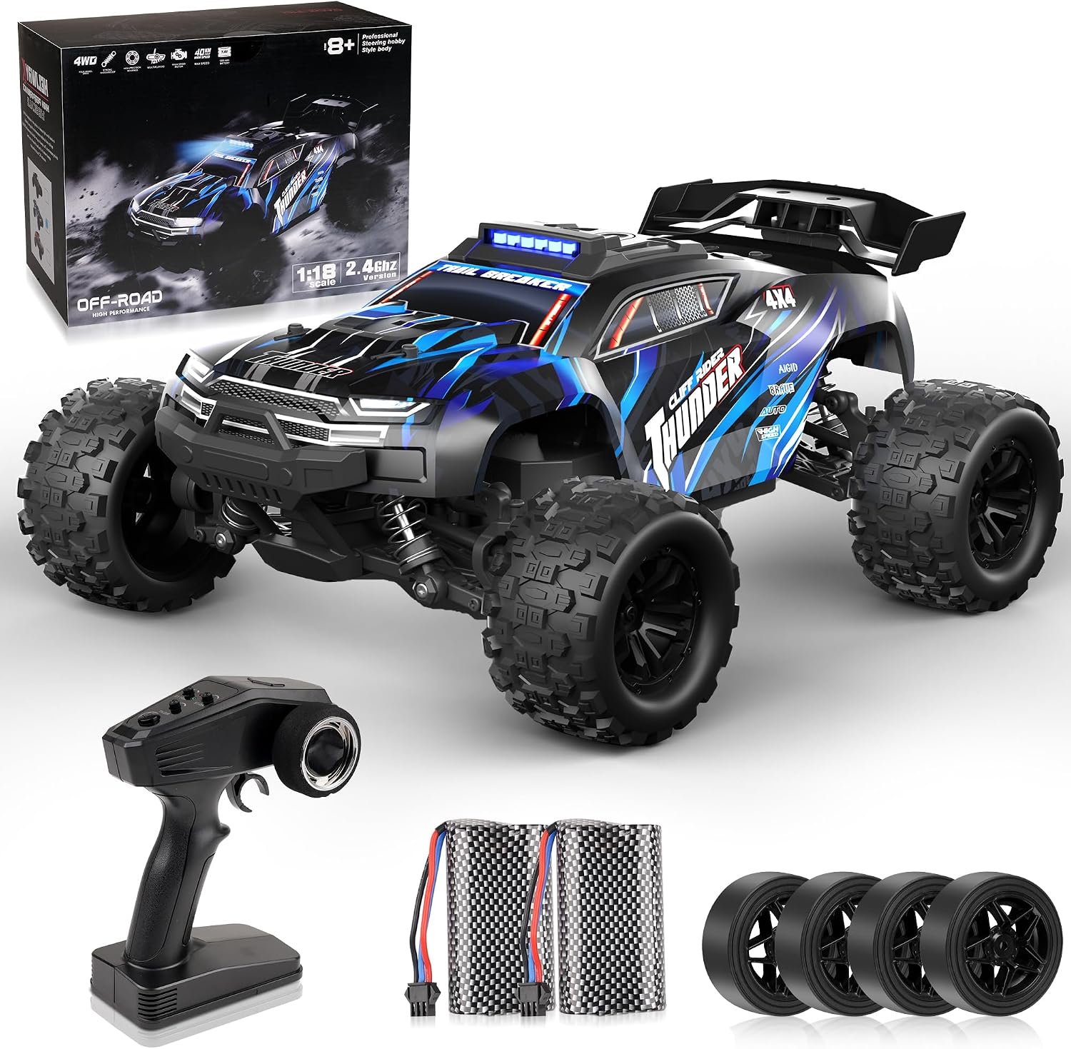 Voxira-Voiture Télécommandée Tout Terrain - 1:18 High Speed 4WD Rc Truggy 40 Km/H