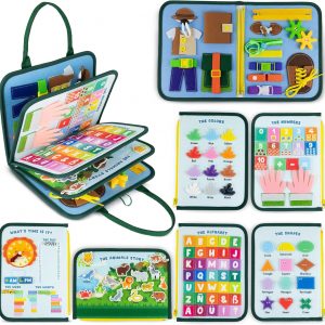 Voxira Busy Board Montessori de Feutre. Jouet Montessori Educatif, Malette Busy Book Motricité Fine. Jouets d'Activité et de Développement, Cadeau Enfant Garcon Fille 1 2 3 4 5 6 Anniversaire Noel