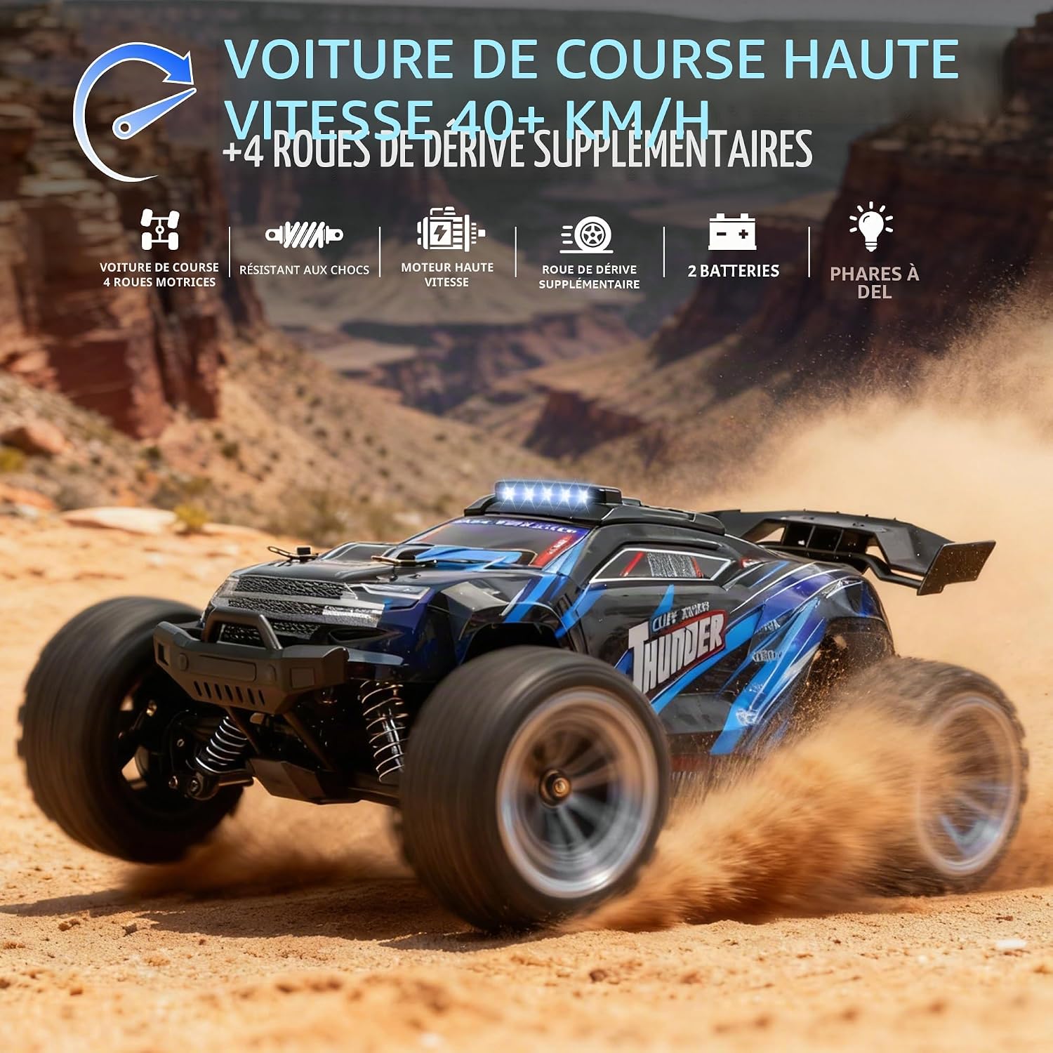 Voxira-Voiture Télécommandée Tout Terrain - 1:18 High Speed 4WD Rc Truggy 40 Km/H - Image 6