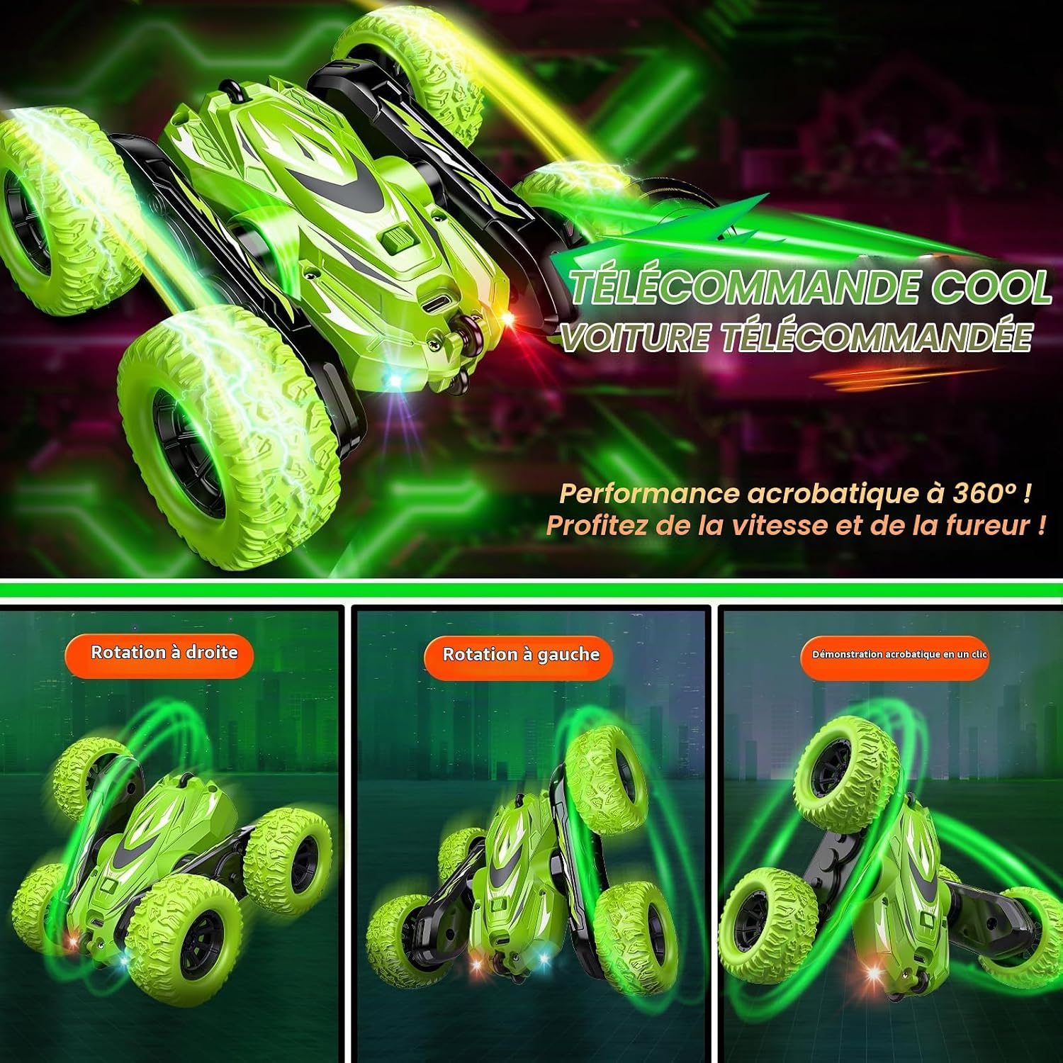Voxira-360° Rotation Voiture Telecommandé Enfant, RC Jouets Cadeau 3-12 Ans - Image 6