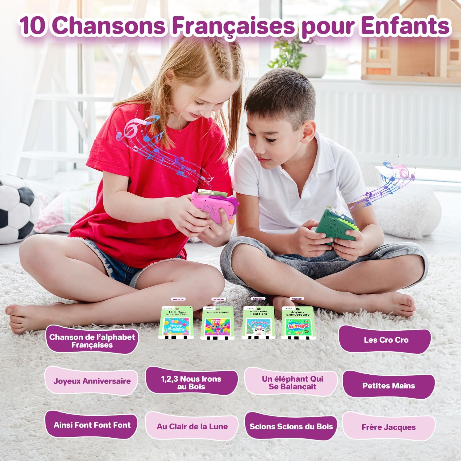 Voxira-420 Cartes Éducatives Parlantes, Jeu de Cartes Flash Montessori Français, Jeux Educatif Pédagogique avec Sons pour Jouet Enfants 3-6 Ans, pour Apprentissage Préscolaire 10 FR Chansons - Image 5