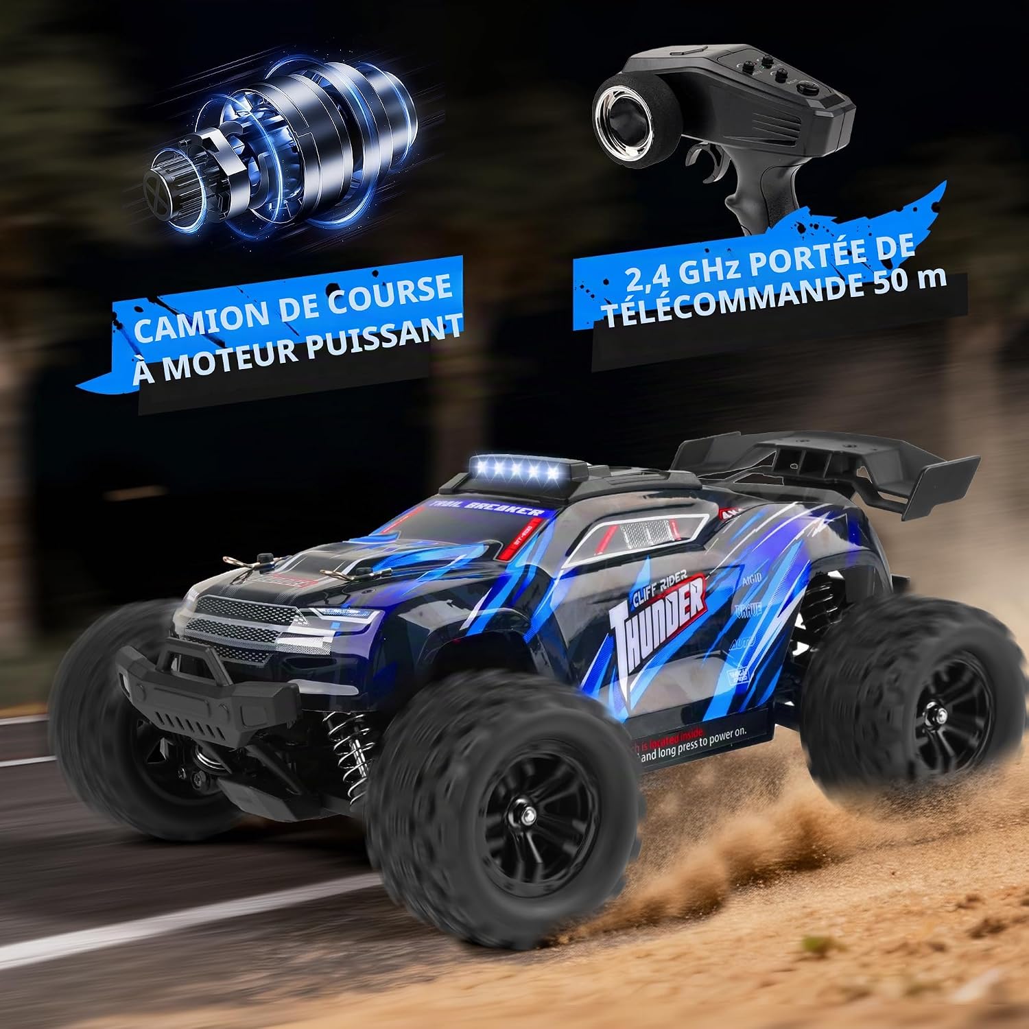 Voxira-Voiture Télécommandée Tout Terrain - 1:18 High Speed 4WD Rc Truggy 40 Km/H - Image 3