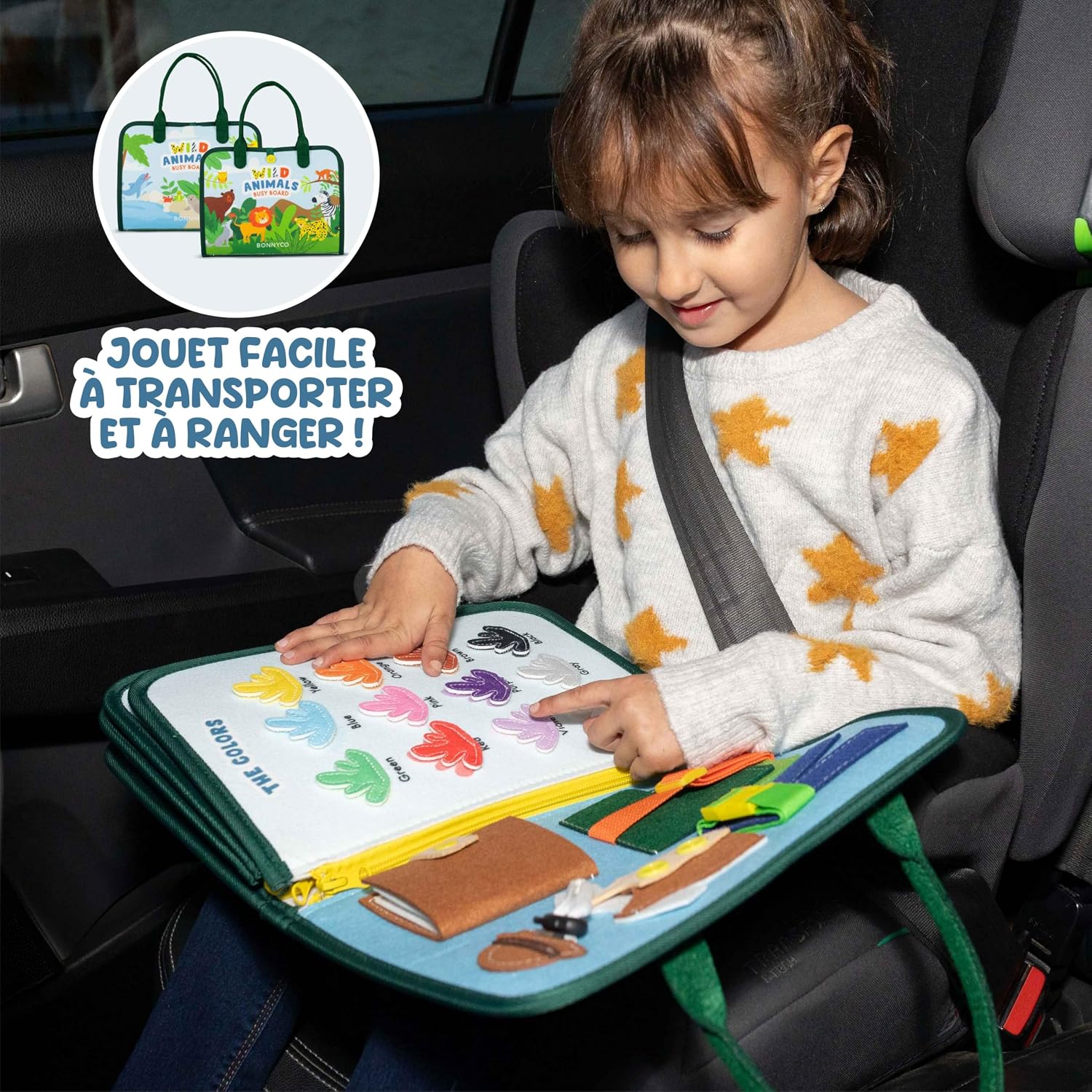 Voxira Busy Board Montessori de Feutre. Jouet Montessori Educatif, Malette Busy Book Motricité Fine. Jouets d'Activité et de Développement, Cadeau Enfant Garcon Fille 1 2 3 4 5 6 Anniversaire Noel - Image 3